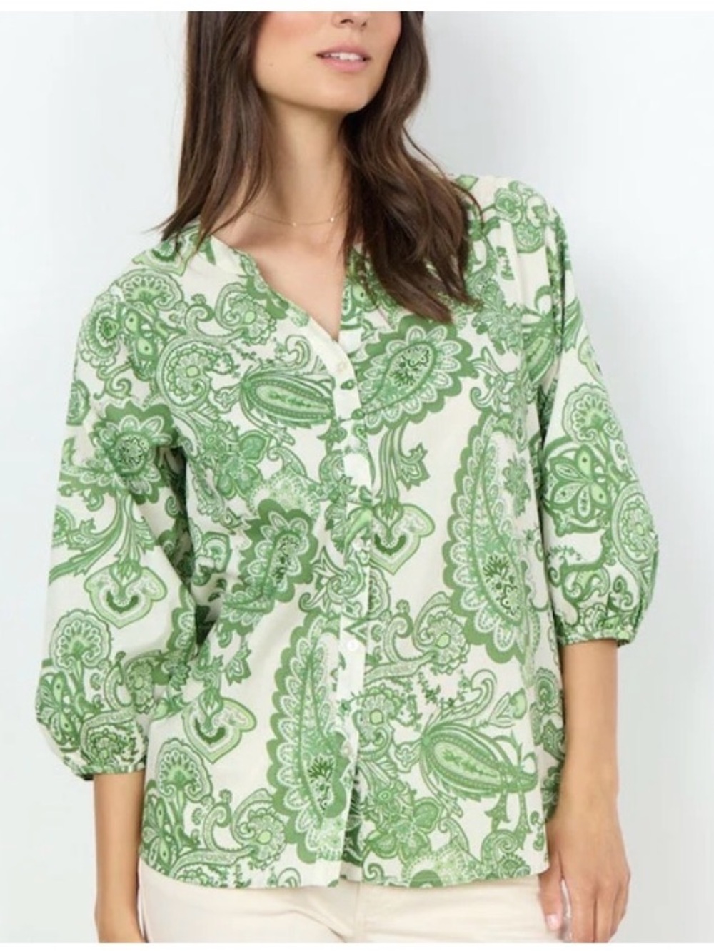 Soya Concept Dido 2 Split Neck Paisley Shirt 100% Cotton Women’s Medium